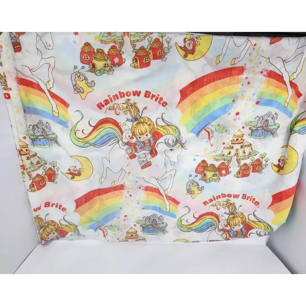 VTG Rainbow Brite 2-Piece Twin Size Sheet Set Hallmark 1983 Colorful Bright